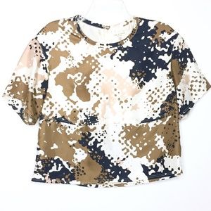 Rag & Bone Paint Splattered Cropped Silk Blouse XS